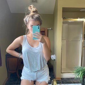 Grey front back floral tank